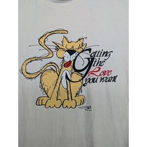 Vintage Hanes Cat Getting The Love You Want T-shirt Large NOS